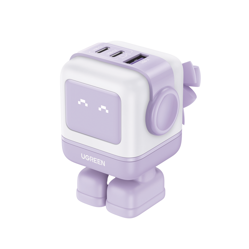 35314-l Ugreen Cargador de Pared RobotGaN, 65W, 2x USB-C, 1x USB-A, Lila