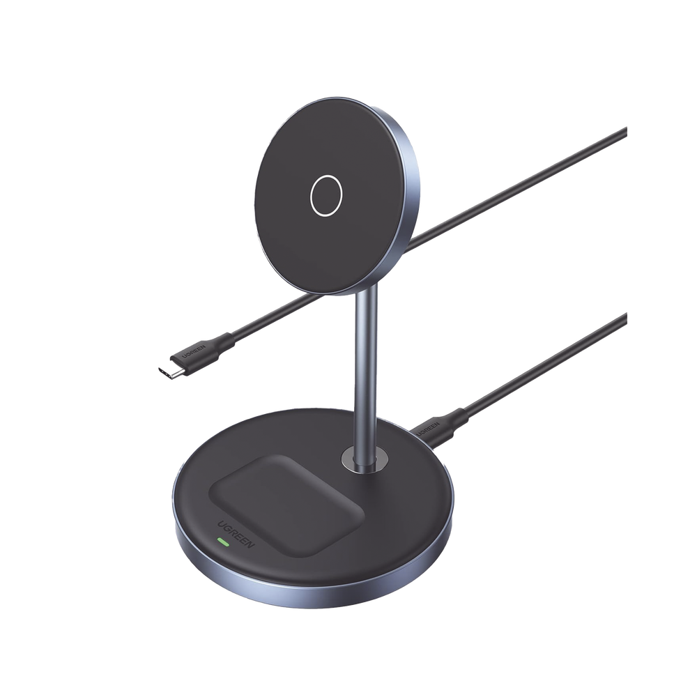 Ugreen Cargador Inalámbrico 90668 3 en 1, 15W, Negro para iPhone/Airpods