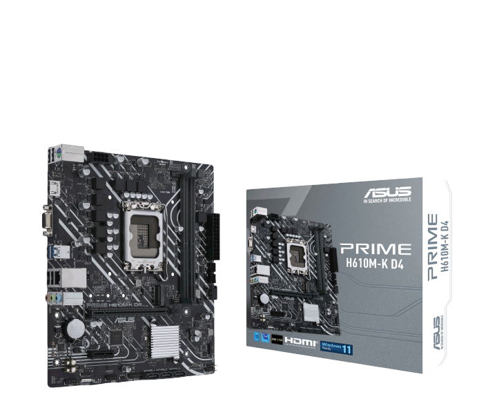 CP-ASUS-90MB1A10-M0EAY0-1c3c69 T3 Tarjeta Madre ASUS Micro-ATX H610M-K D4, S-1700, Intel H610, HDMI, 64GB DDR4 para Intel ― Requiere Actualización de BIOS para Procesadores Intel 13va. Generación