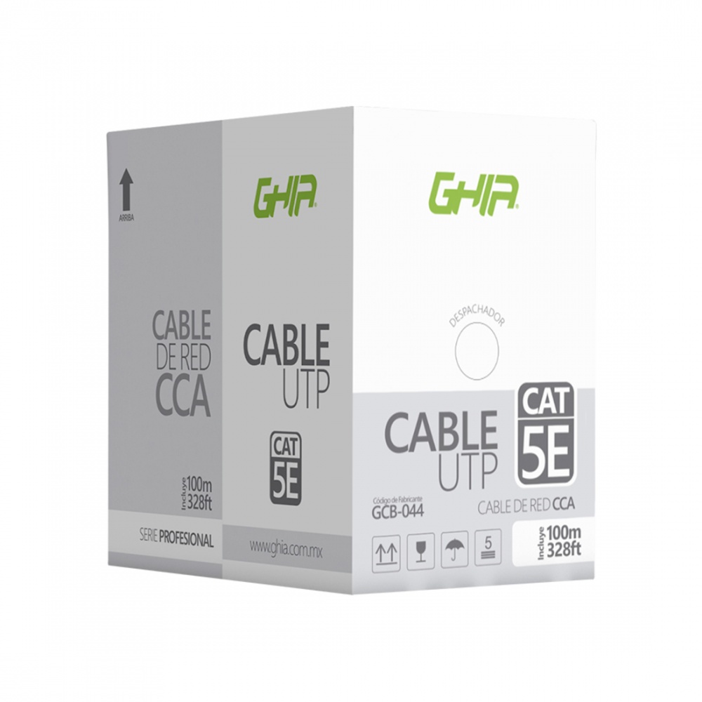 CP-GHIA-GCB-044-1 Ghia Bobina de Cable Cat5e UTP, 100 Metros, Gris