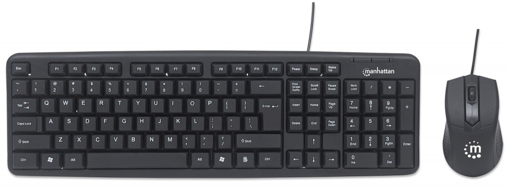 CP-MANHATTAN-178464-1 T3 Kit de Teclado y Mouse Manhattan 178464, Alámbrico, USB, Negro (Español)