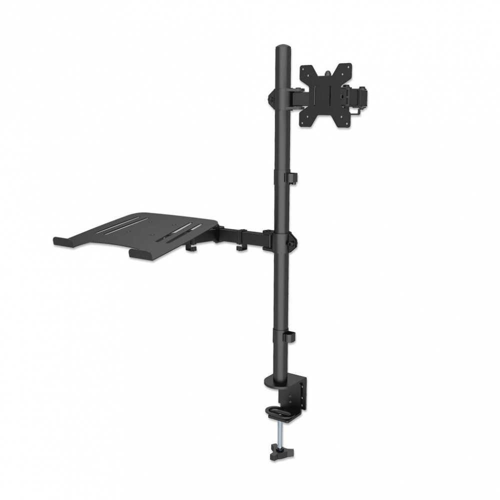 CP-MANHATTAN-462136-45beb6 Manhattan Soporte 462136 para Escritorio Combinado con Brazo para Monitor y Soporte para Laptop 13" a 32", hasta 8 Kg, Negro