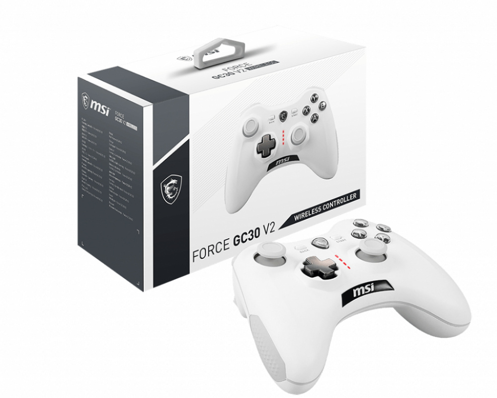 MSI Gamepad Force GC30 V2, Inalámbrico, USB 2.0, Blanco, para Windows/Android