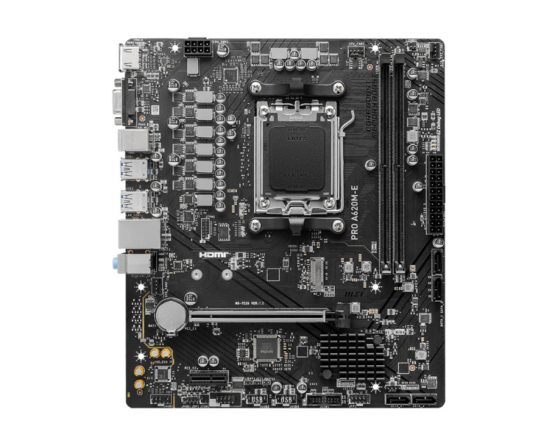 CP-MSI-PROA620M-E-8988f7 T3 Tarjeta Madre MSI Micro-ATX PRO A620M-E, S-AM5, AMD A620, HDMI, 96GB DDR5 para AMD