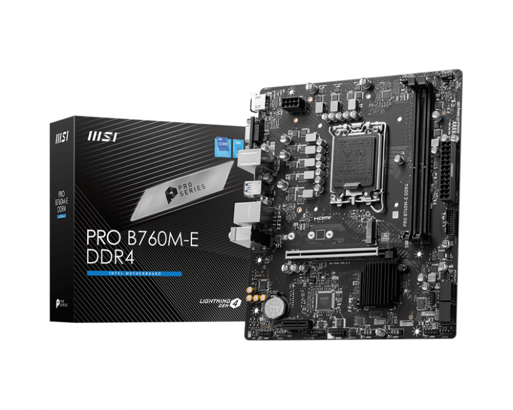 CP-MSI-PROB760M-EDDR4-564648 T3 Tarjeta Madre MSI Micro-ATX PRO B760M-E DDR4, S-1700, Intel B760, HDMI, 64GB DDR4 para Intel