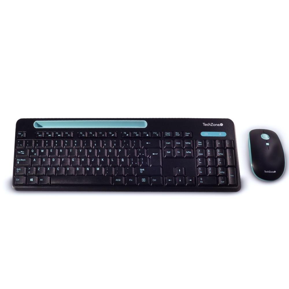 CP-TECHZONE-TZ20COMB02-INA-1 T3 Kit de Teclado y Mouse TechZone TZ20COMB02-INA, Inalámbrico, USB, Negro/Azul (Español)