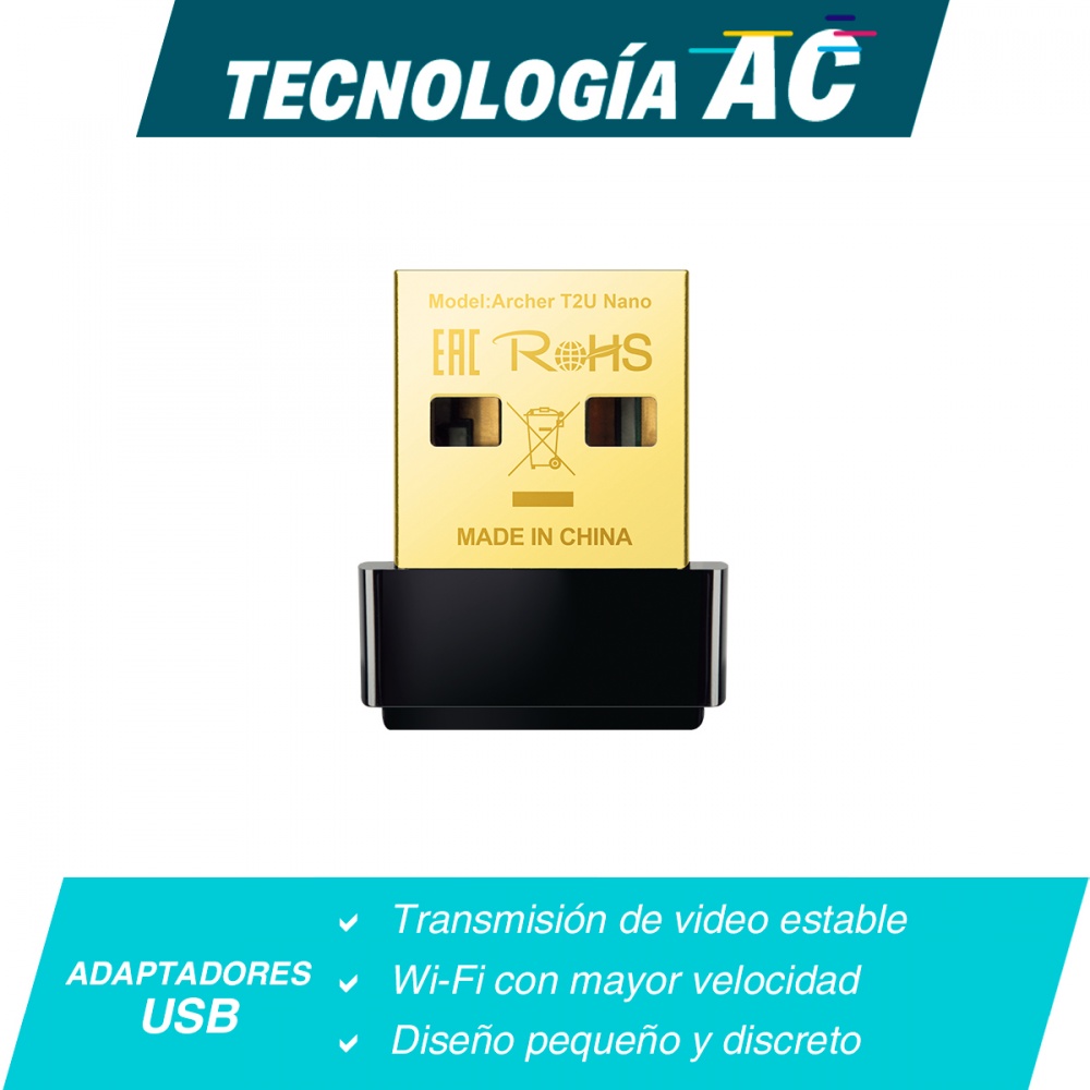 CP-TP-LINK-ARCHERT2UNANO-6 TP-Link Adaptador de Red USB Archer T2U Nano, Inalámbrico, WLAN, 633 Mbit/s, 2.4/5GHz