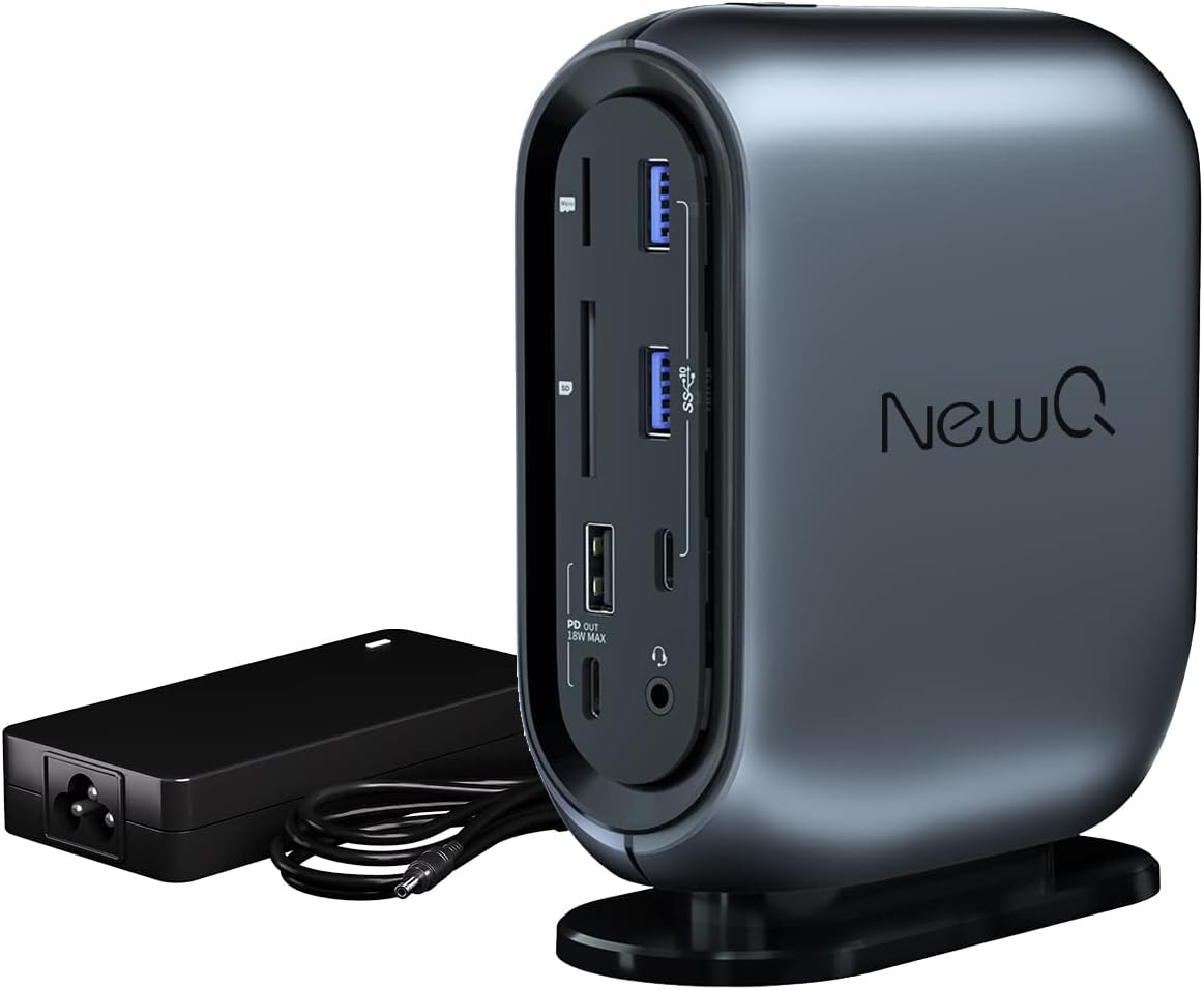 514diucCzvL._AC_SL1500_ NewQ Estación de acoplamiento USB C para portátil: 15 puertos USB-C con adaptador de 135 W, 2 HDMI, DP, 4 USB-A, USB-C, 2 audio, Ethernet, ranura SD/TF, 2 PDOUT, para MacBook/HP/Dell/Acer/Lenovo/ASUS, etc