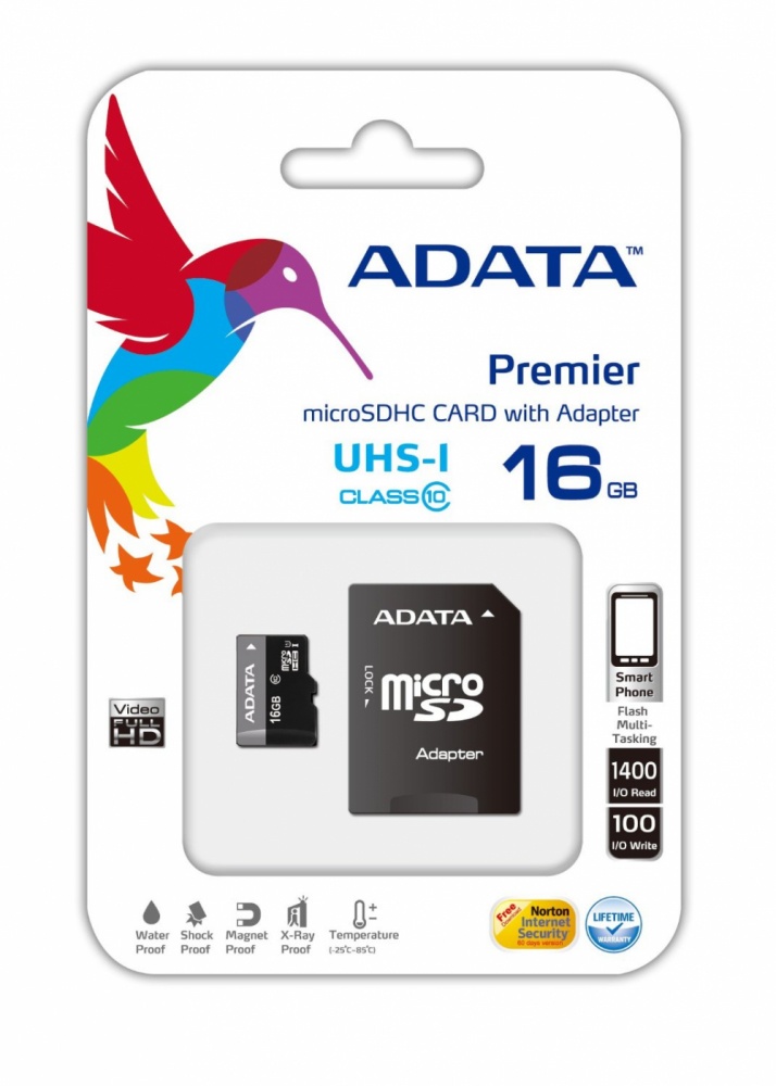 Memoria Flash Adata, 16GB microSDHC UHS-I Clase 10, con Adaptador