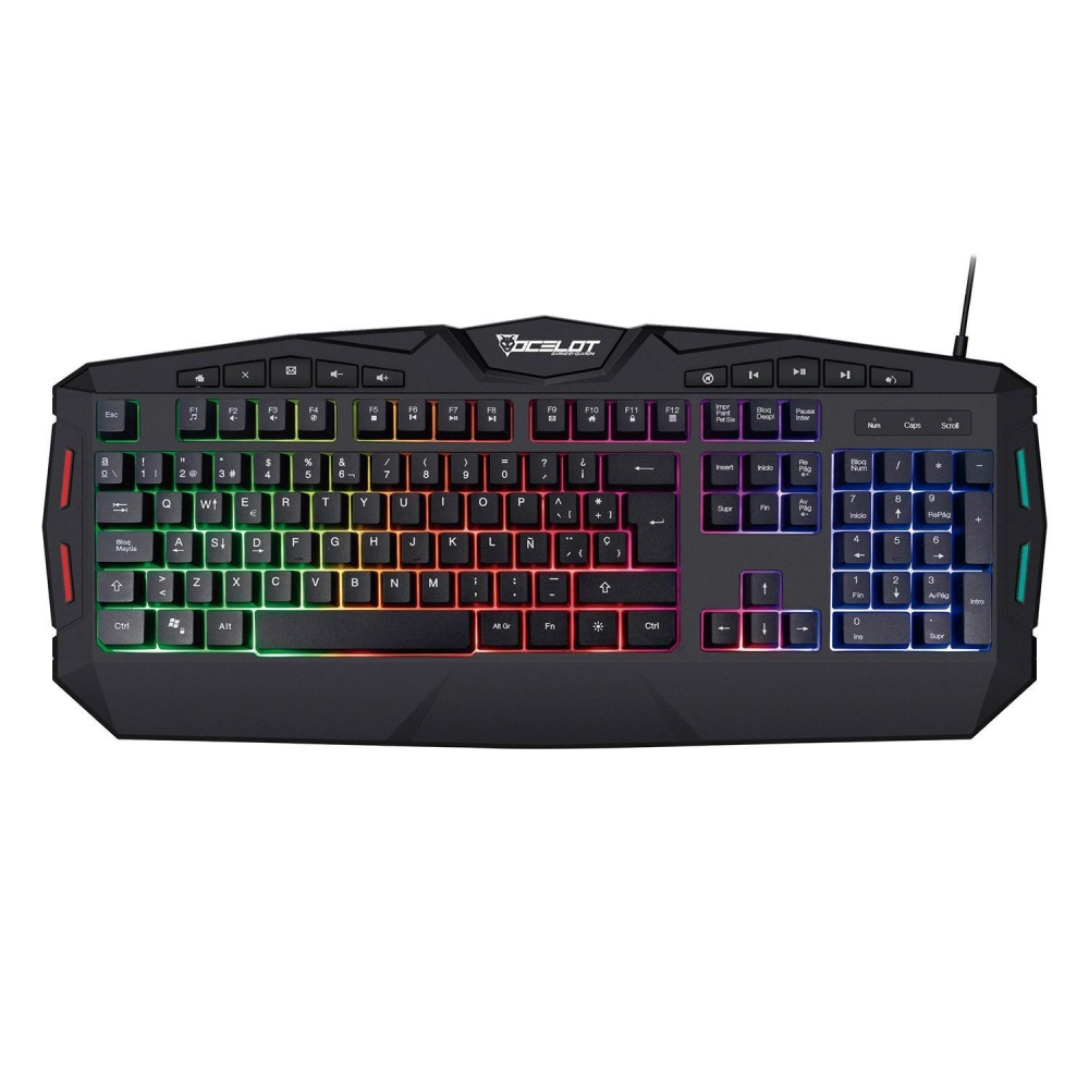 CP-OCELOTGAMING-OGEK03-1 Teclado Gamer Ocelot Gaming OGEK03 RGB, Alámbrico, Negro (Español)