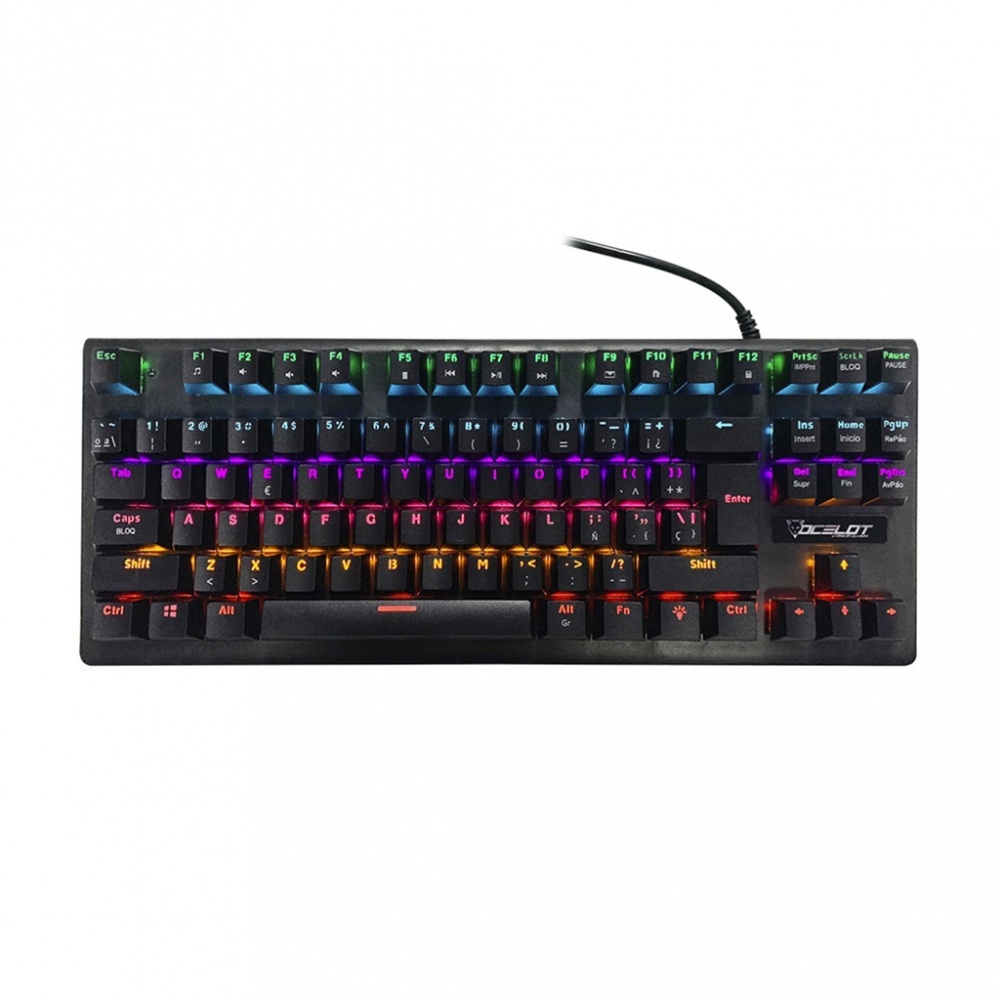 CP-OCELOTGAMING-OGMK02-1 Teclado Gamer Ocelot Gaming OGMK02 RGB, Teclado Mecánico, Switch Azul, Alámbrico, Negro (Español)