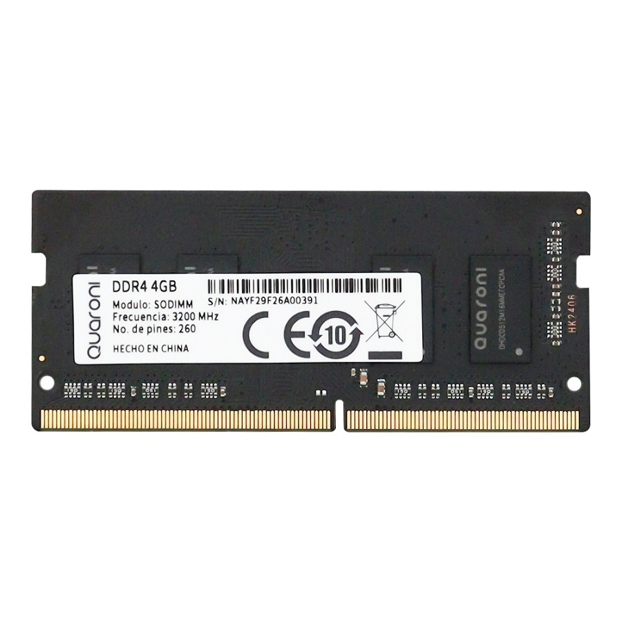 CP-QUARONI-R44S32-c20922 Memoria RAM para Laptop Quaroni R44S32 DDR4, 3200MHz, 4GB, Non-ECC, CL19, 260-pin SO-DIMM