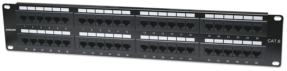 CP-INTELLINET-560283-1 Intellinet Panel de Parcheo Cat6, 48 Puertos RJ-45, 2U, Negro