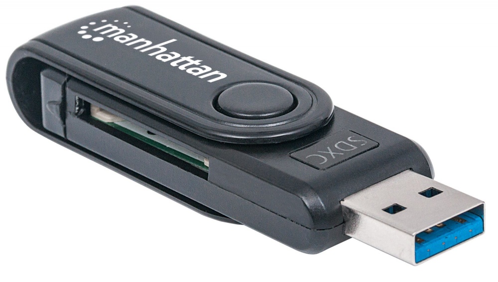 CP-MANHATTAN-101981-2 Manhattan Lector de Memoria, USB 3.0, 5000 Mbit/s, Negro