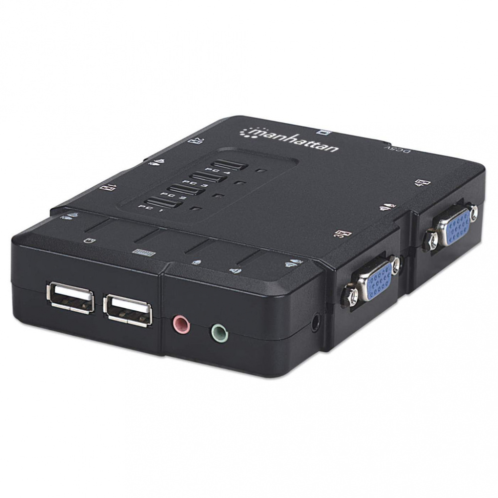 Manhattan Switch KVM de 4 Puertos, USB, VGA