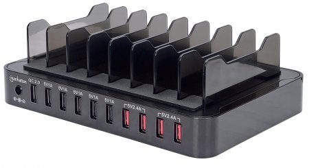 Manhattan Estación de Carga 180009, 10x USB 2.0, NegroManhattan Estación de Carga 180009, 10x USB 2.0, Negro