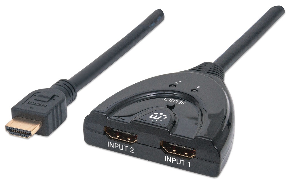 Manhattan Switch HDMI 1.3 de 2 Puertos, 2x HDMI Hembra - 1x HDMI Macho, Negro
