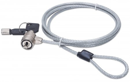 CP-MANHATTAN-440271-6cd9ac Manhattan Candado de Llave para Laptop, 1.4 Metros, Plata