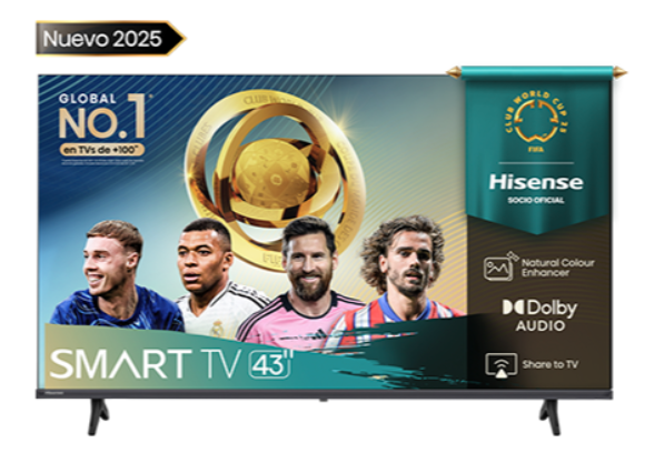 CP-HISENSE-43A4NV-9207a9 Hisense Smart TV LED 43A4NV 43", 4K Ultra HD, Negro