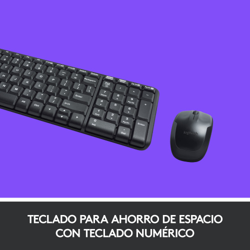 CP-LOGITECH-920-004430-3c47d4 Kit de Teclado y Mouse Logitech MK220, Inalámbrico, USB, Negro (Español)