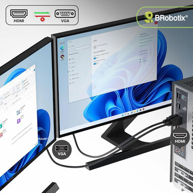 406344_2 Cable HDMI 2.0 BRobotix 406344, Adaptador HDMI 2.0 a VGA, Soporta 2K y 4K, 1.80 m.