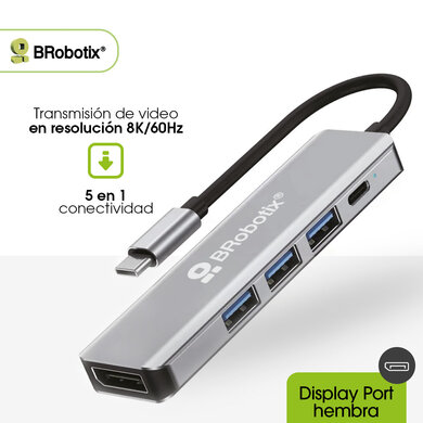 BRobotix Docking Station 406627 USB-C, 1 x USB-C 3.0, 3 x USB-A 3.0, 1 x DisplayPort