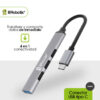 HUB USB BRobotix 6008058 - Puerto de Entrada Tipo C · 4 Puertos USB 3.0 | Alta Velocidad USB 3.0 · Diseño Compacto Plata