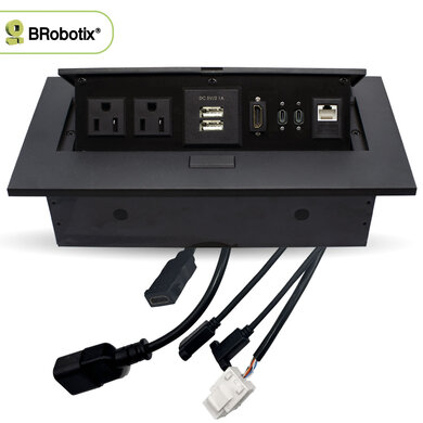 406405_7 BRobotix Caja para Mesa 406405, USB-C, HDMI, RJ-45, Negro