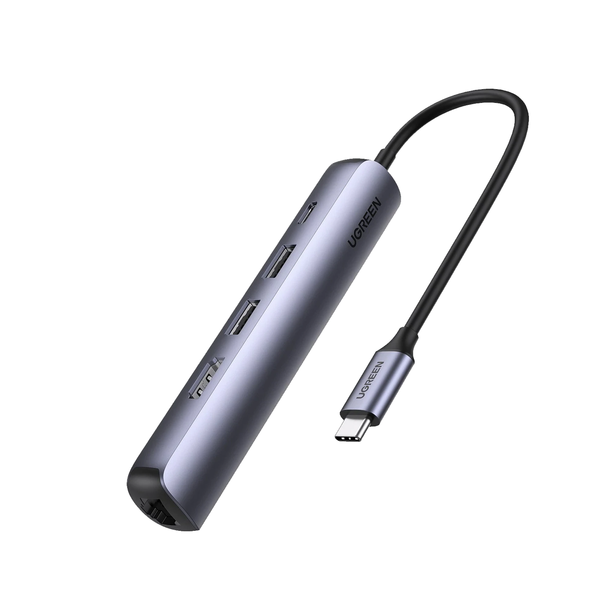 10919-h Ugreen Hub USB C - 2x USB A 3.0, 1x HDMI, 1x RJ-45, Gris