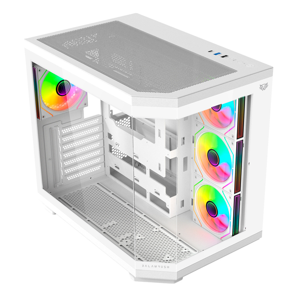Gabinete Balam Rush Tank Super 9600 TB, Midi-Tower, ATX/Micro-ATX/Mini-ITX, USB 2.0/3.0, sin Fuente, 4 Ventiladores Instalados, Blanco