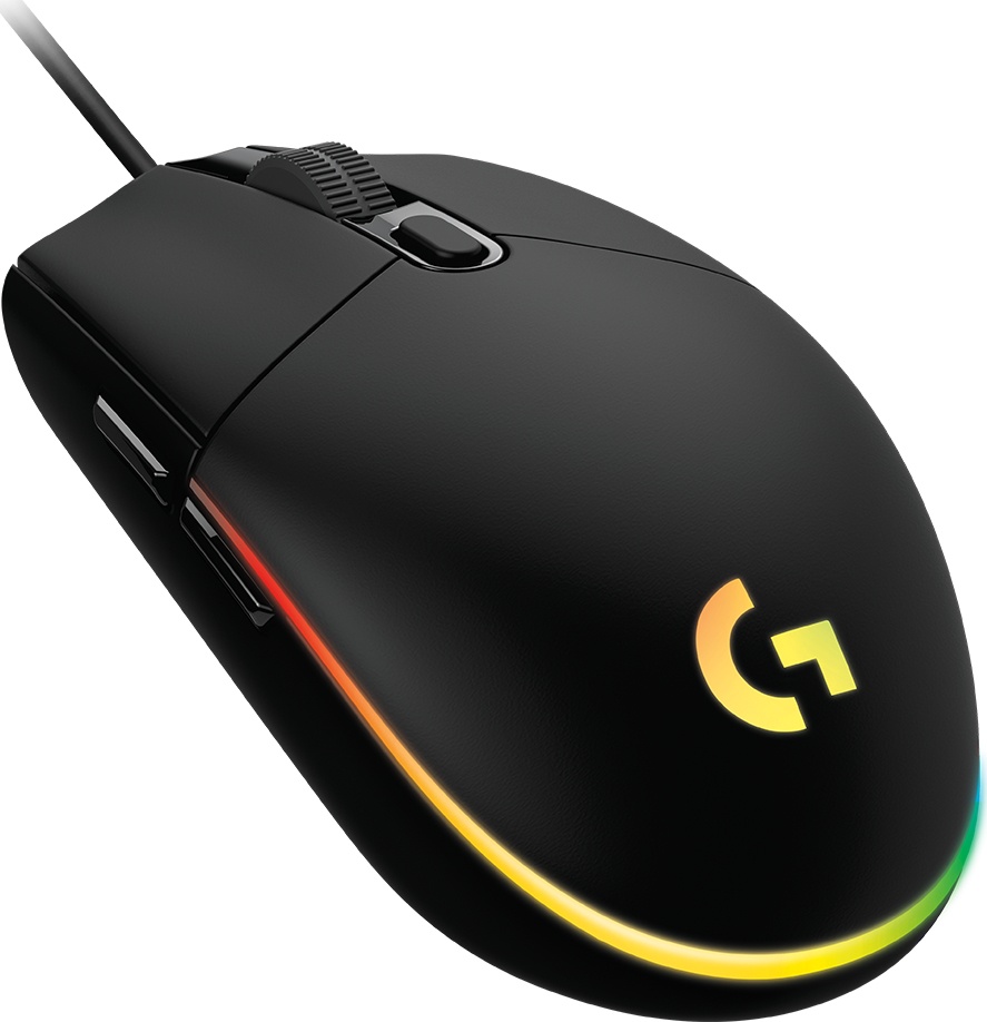 Mouse Gamer Ergonómico Logitech G203 LightSync, Alámbrico, Óptico, 8.000DPI, USB-A, Negro
