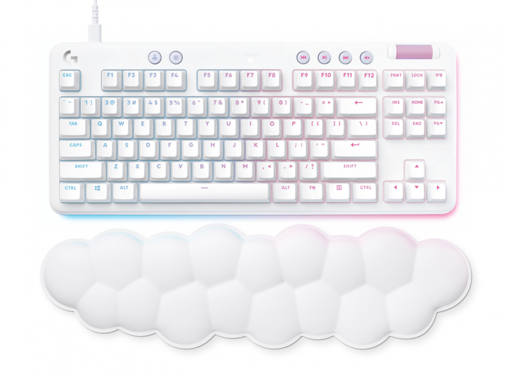 Teclado Gamer Logitech G713 LED RGB TKL, Teclado Mecánico, Logitech GX Brown, Alámbrico, USB, Blanco, Inglés