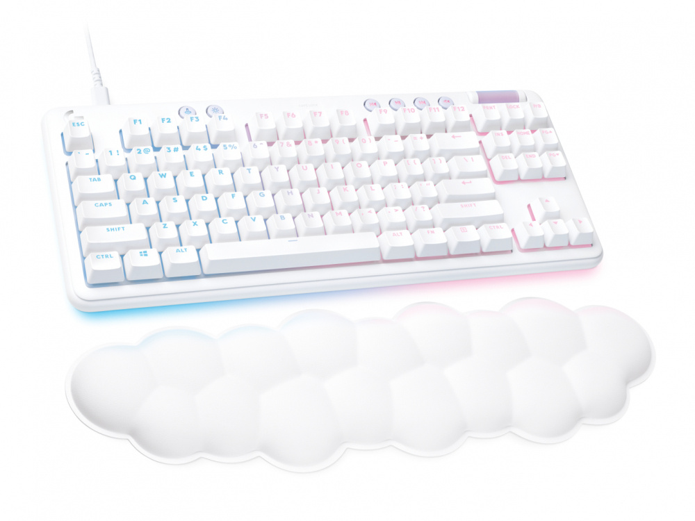 Teclado Gamer Logitech G713 LED RGB TKL, Teclado Mecánico, Logitech GX Brown, Alámbrico, USB, Blanco, Inglés