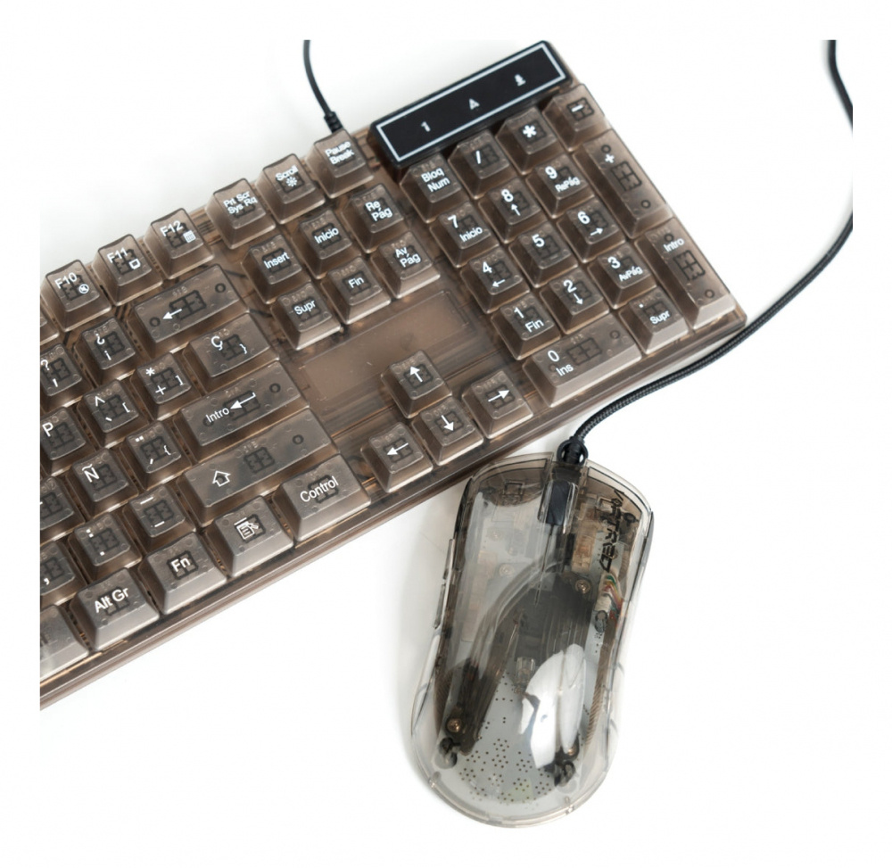 Kit Gamer de Teclado y Mouse Perfect Choice Helumo, Alámbrico, USB, Transparente, Español