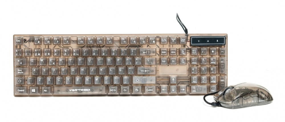Kit Gamer de Teclado y Mouse Perfect Choice Helumo, Alámbrico, USB, Transparente, Español