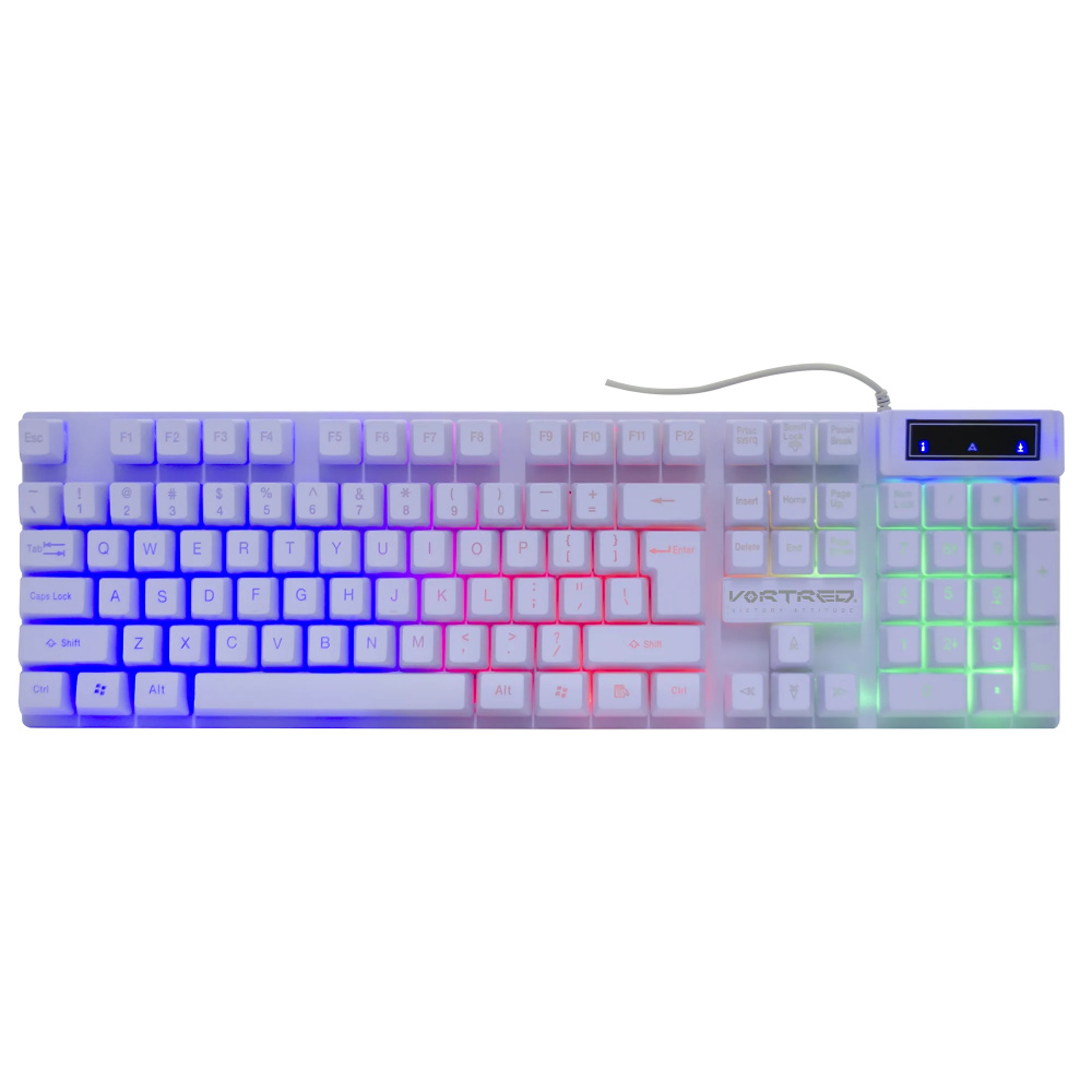 Kit Gamer de Teclado y Mouse Vortred V-930662, Alámbrico, USB, Blanco, Inglés
